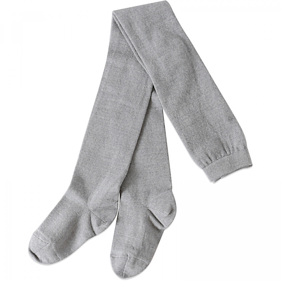 Grå melange uld/bomuld strømpebukser