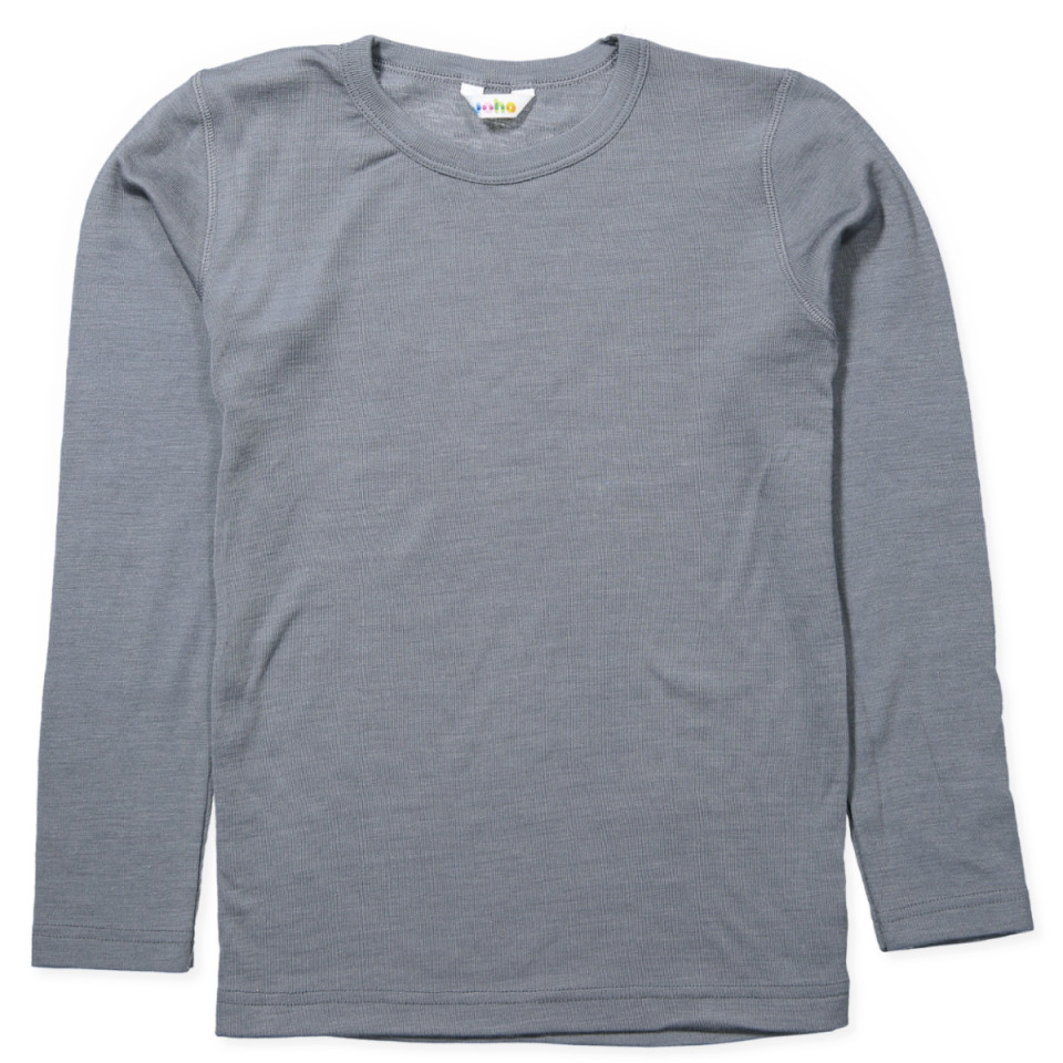 Grå uld/silke bluse