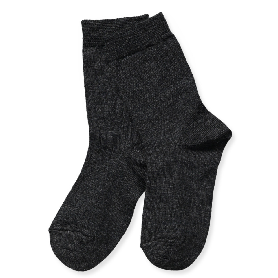 Dark grey melange uldstrømper