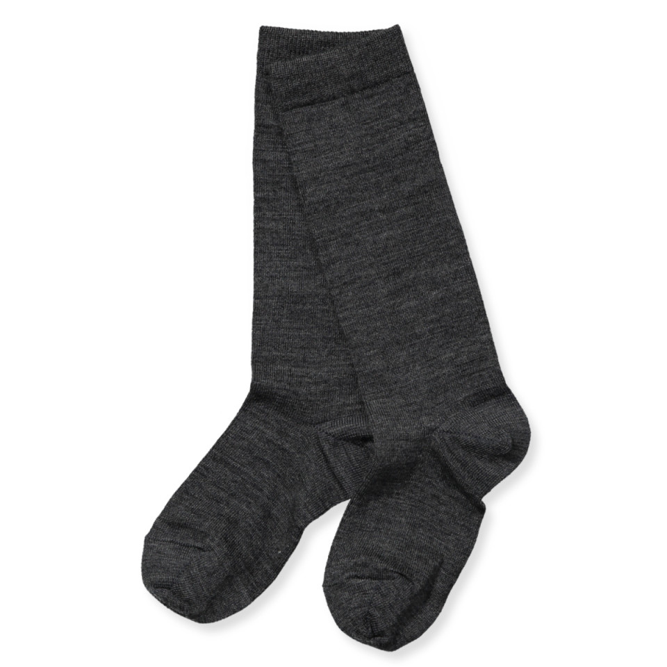 Mørkegrå uld/bomuld strømper