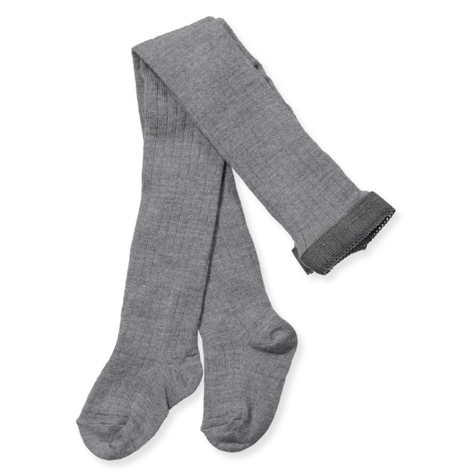 Grey melange uld strømpebukser