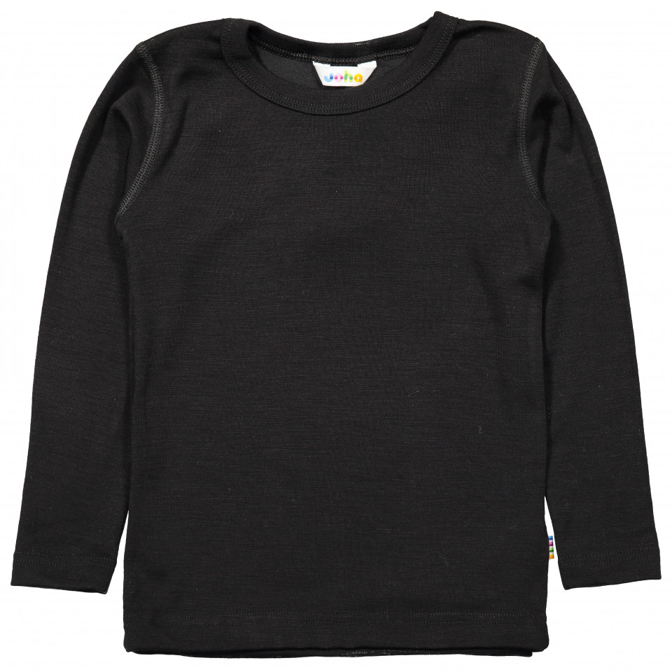 Sort uld/silke bluse