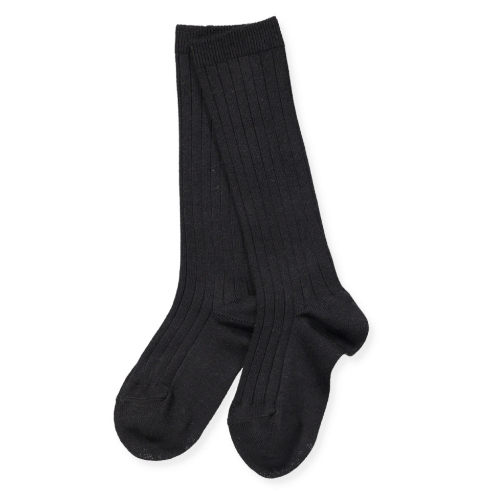 Sorte rib knæstrømper