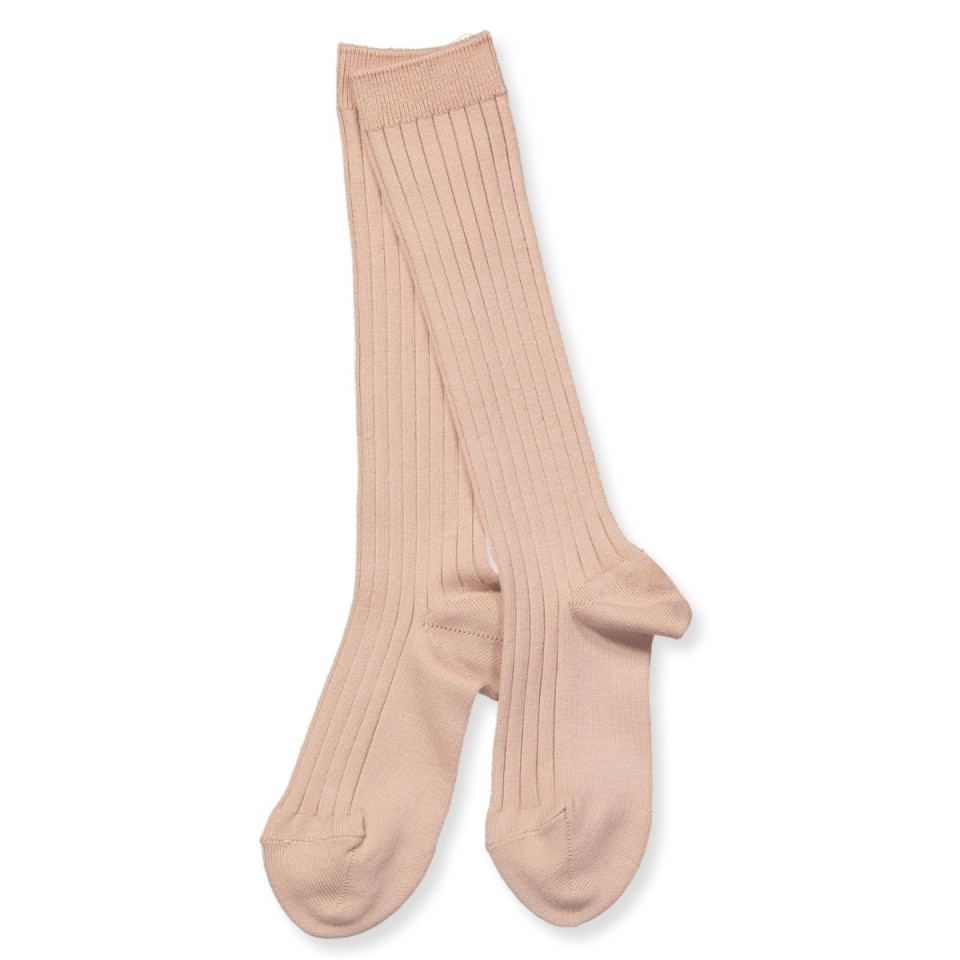 Rosa rib knæstrømper