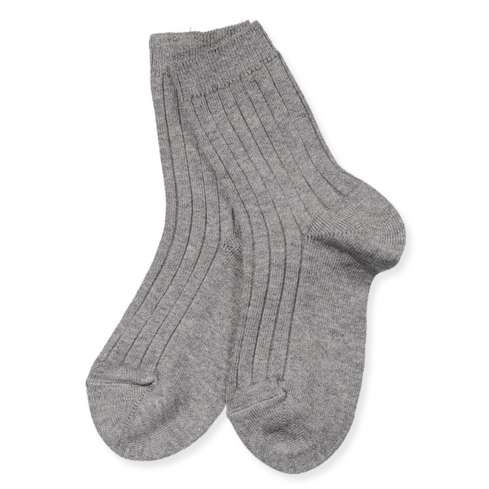 Grå melange rib strømper