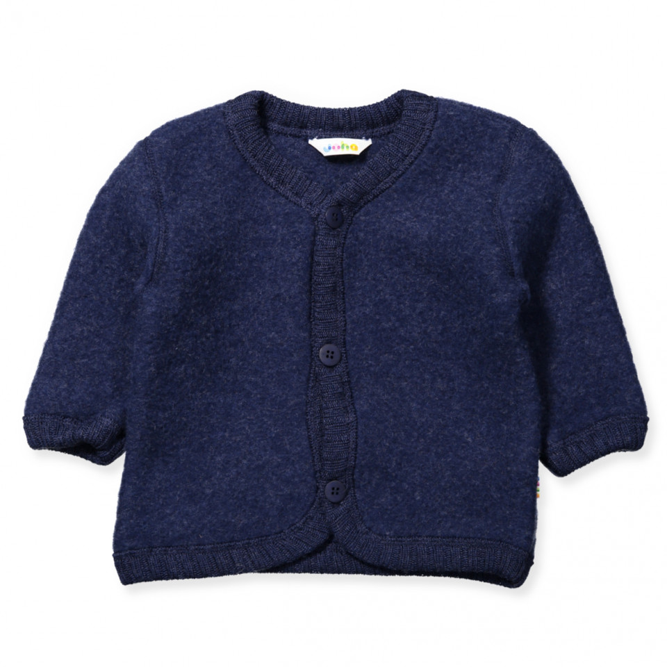 Blå uld fleece cardigan 