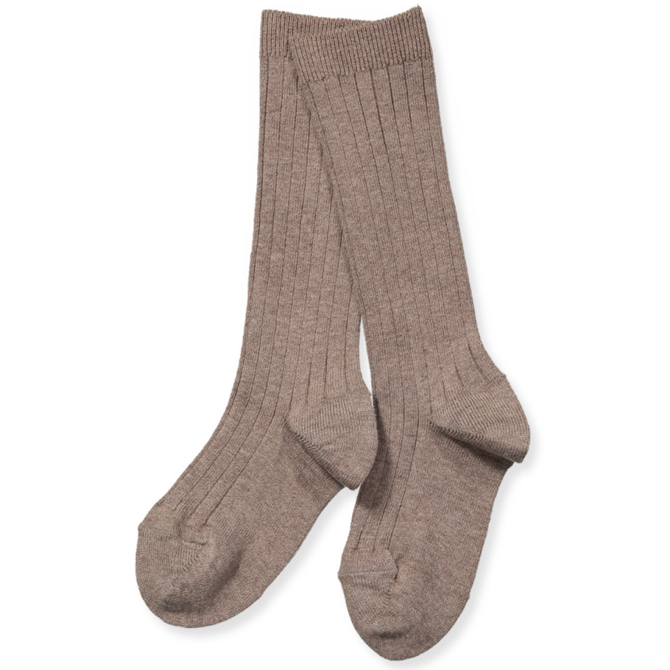 Mocca rib knæstrømper
