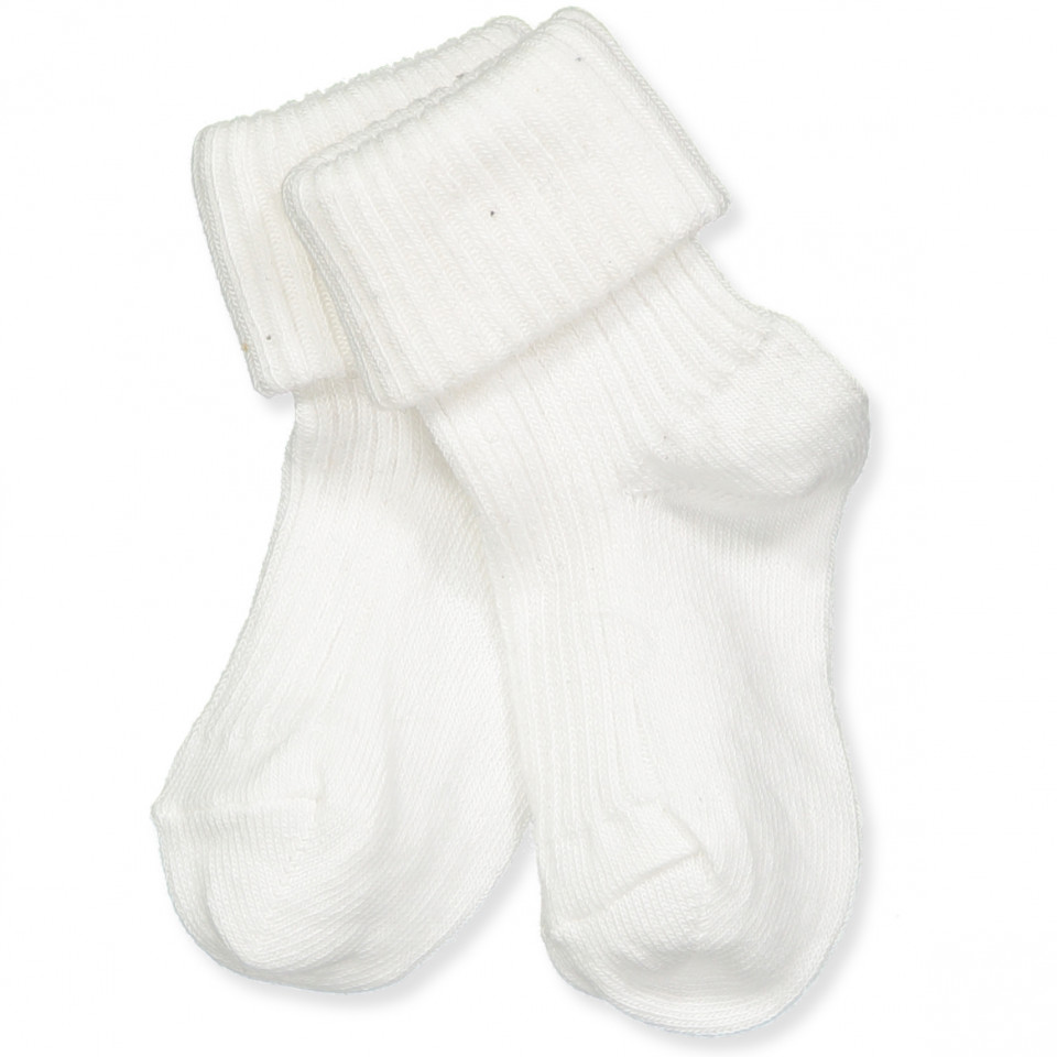 Hvide rib babystrømper