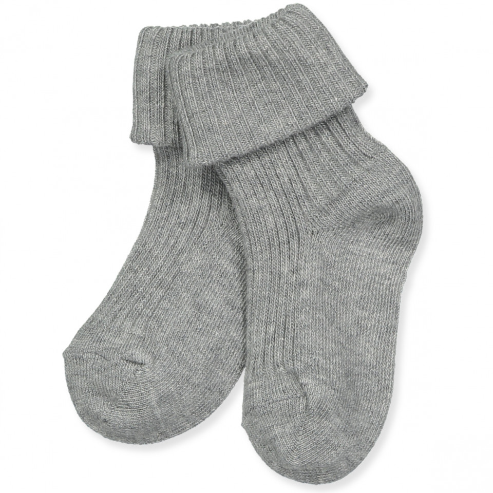 Grå rib babystrømper