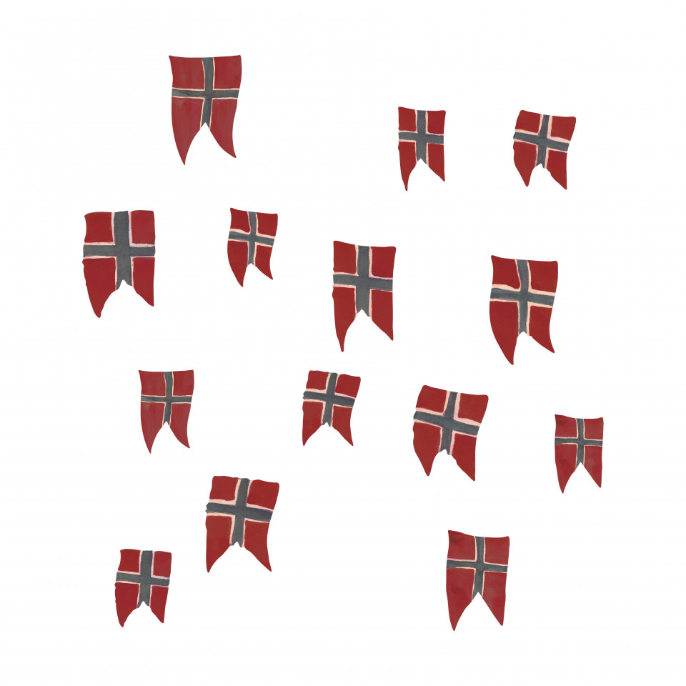 Vægdekoration - Norske flag 14 stk