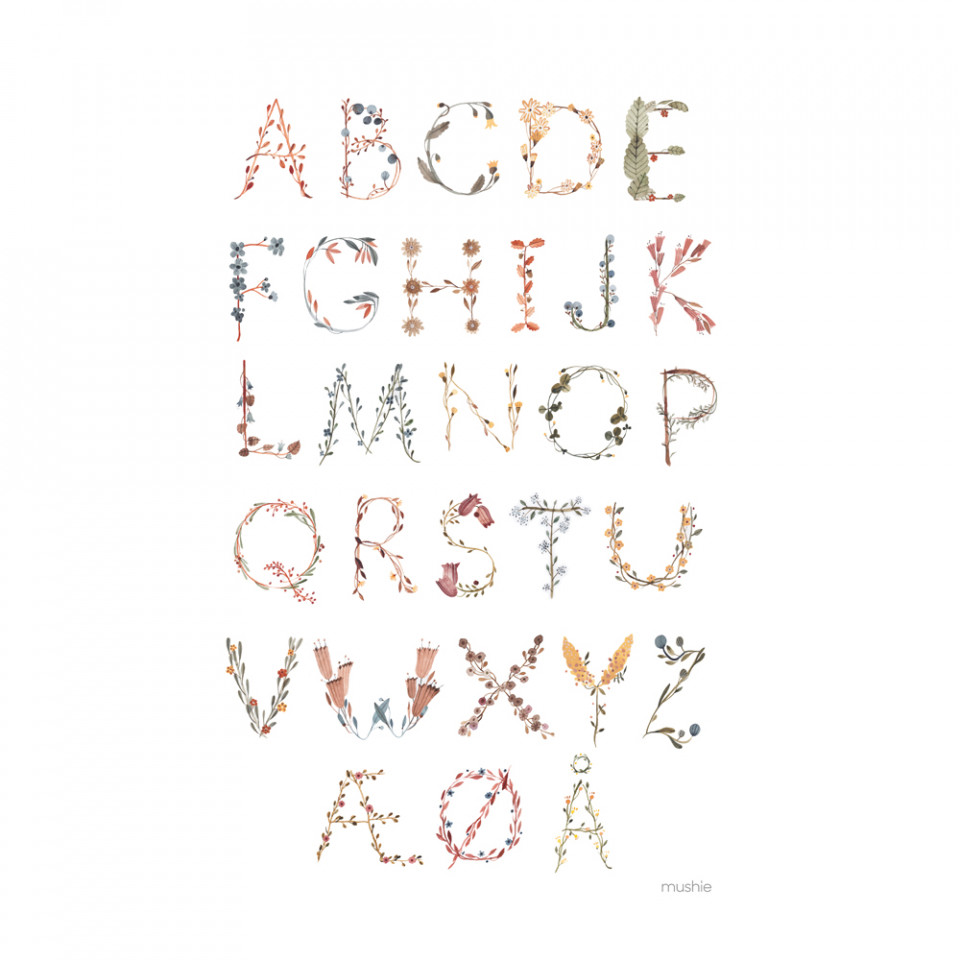 Plakat - Dansk alfabet 50x70 cm