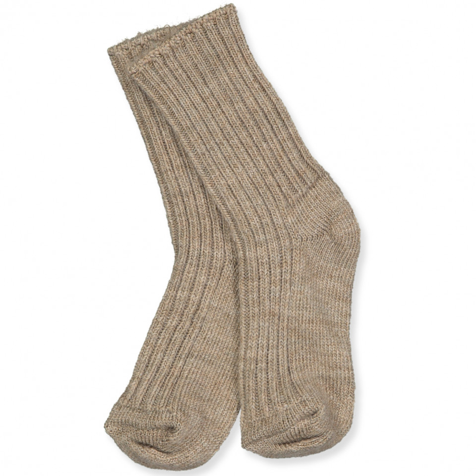 Sand melange uld strømper