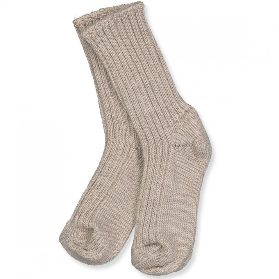 Beige melange uld strømper