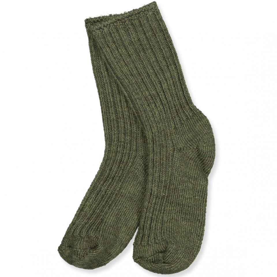Moss melange uld strømper