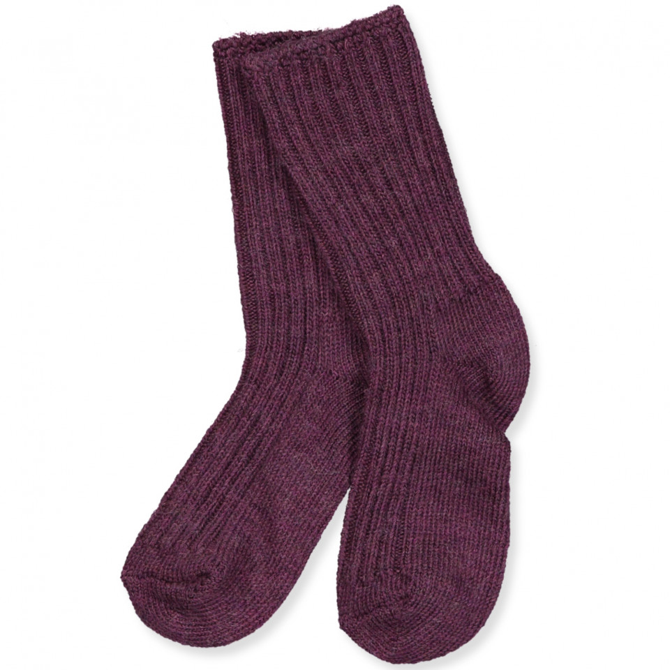 Aubergine melange uld strømper