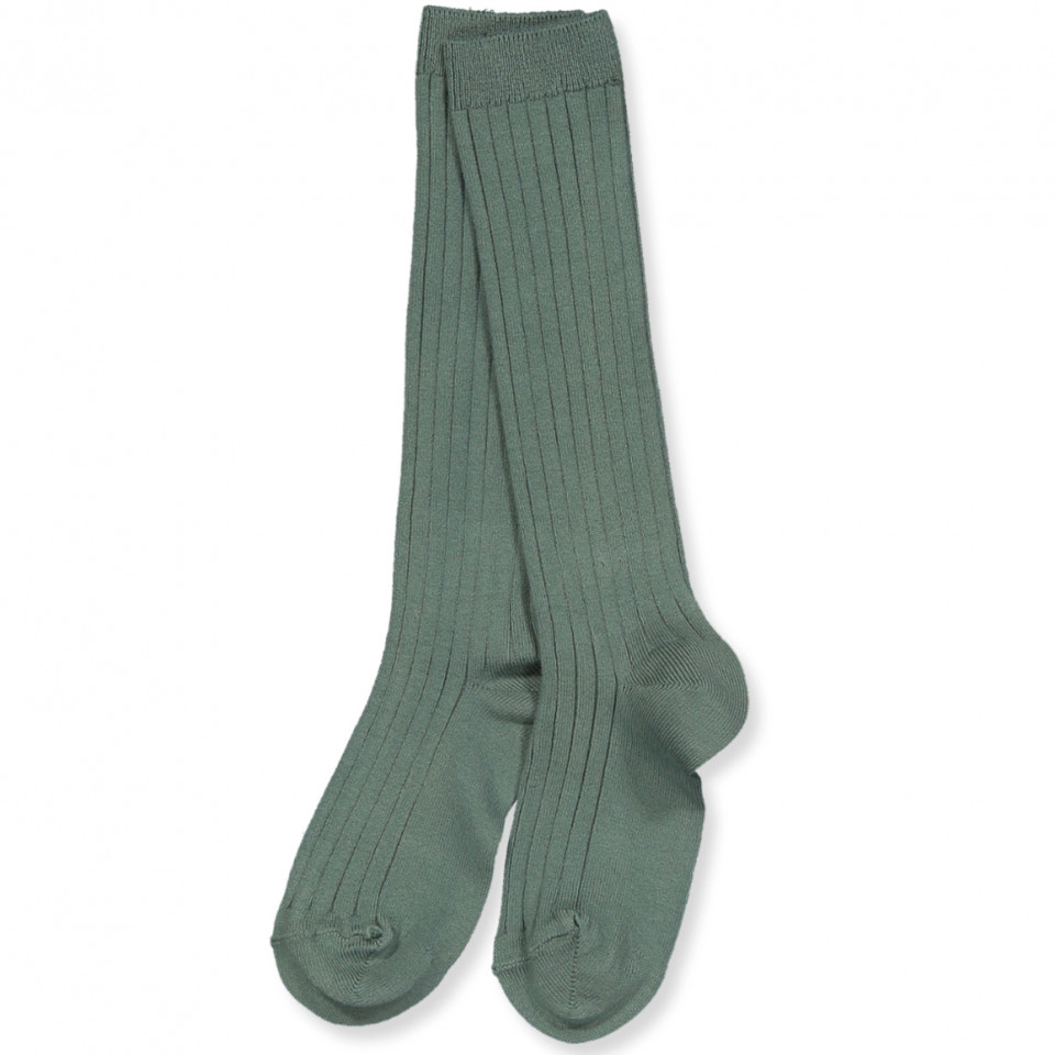 Petrol rib knæstrømper