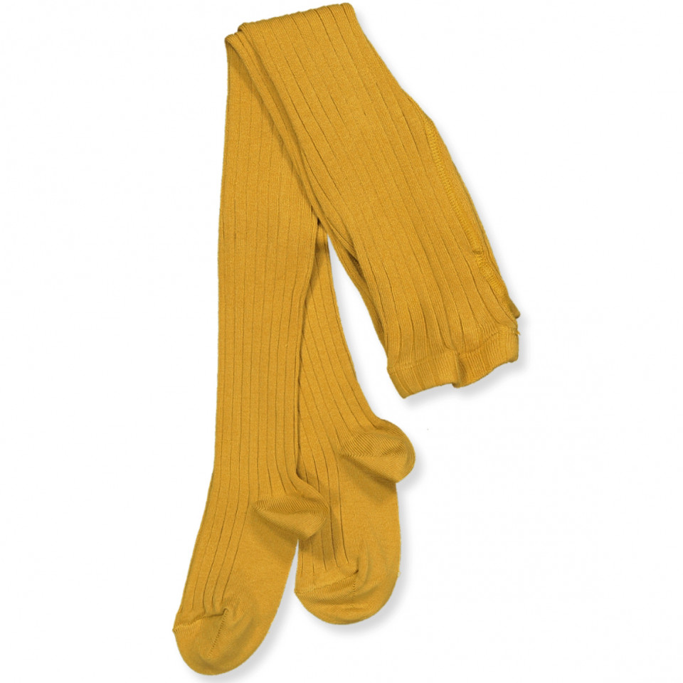 Mustard rib strømpebukser