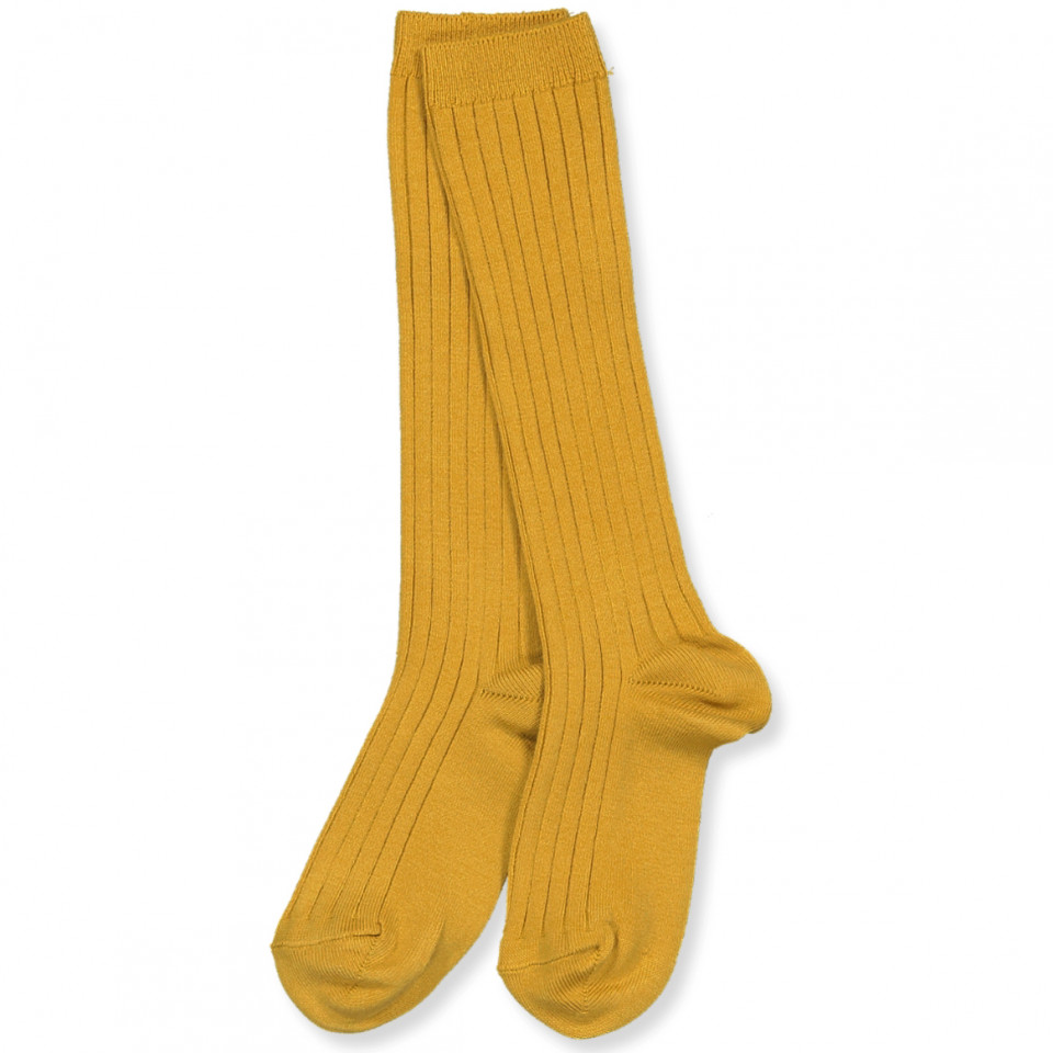 Mustard rib knæstrømper