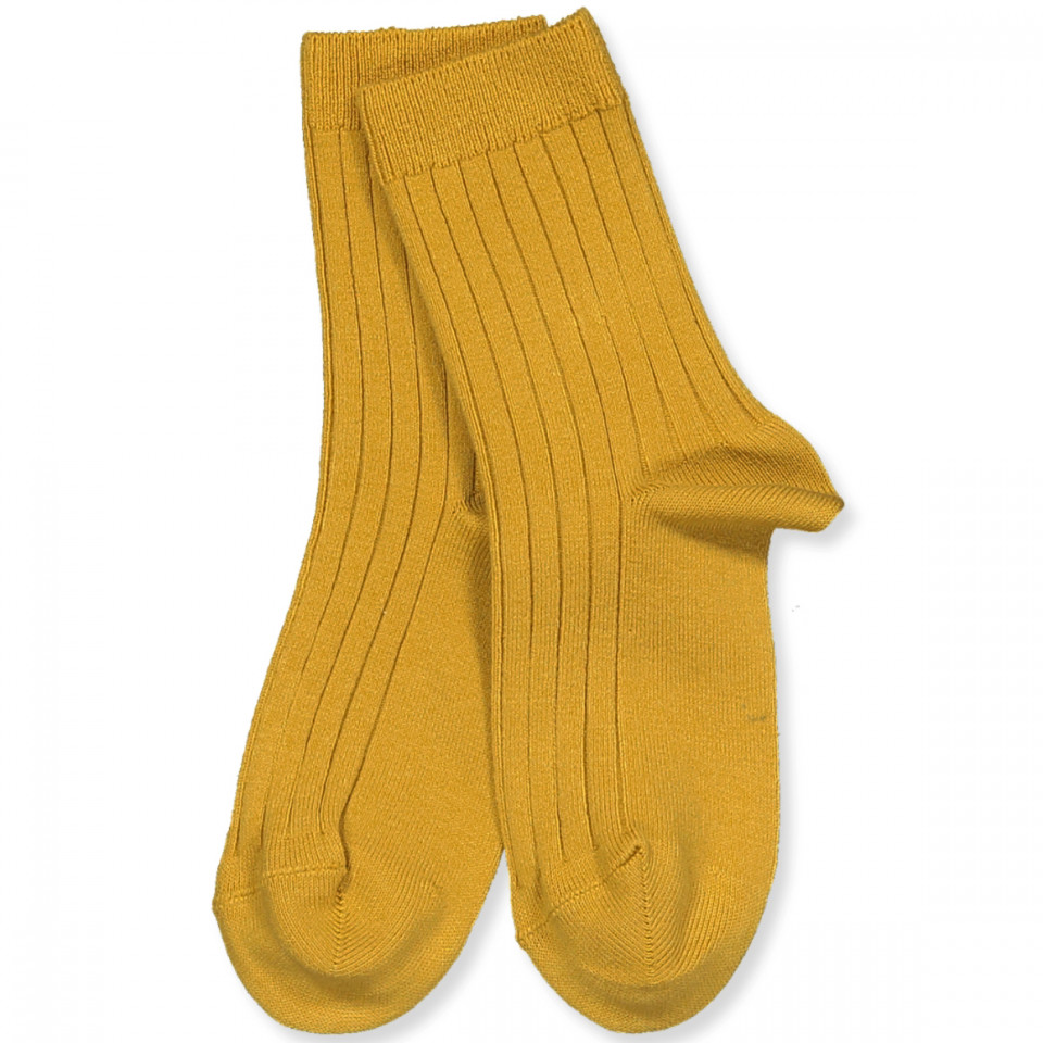 Mustard rib strømper