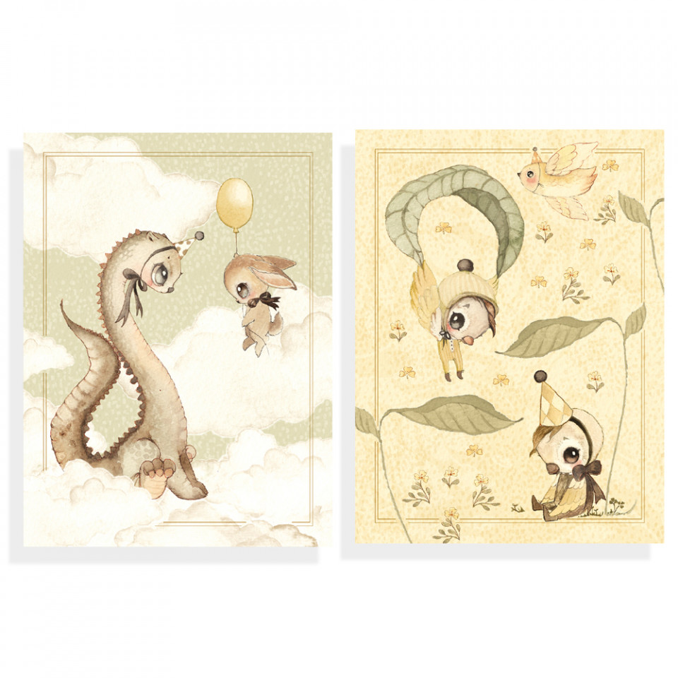 2 pak Dino & Friends kort