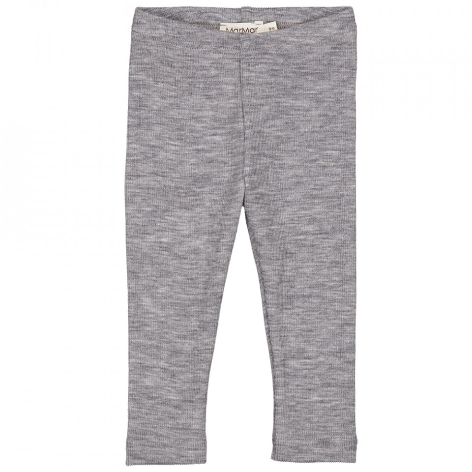 Grey melange uld rib leggings