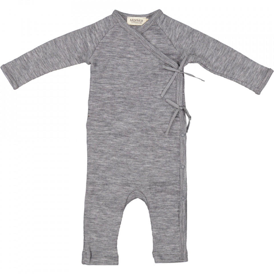 Grey melange uld rib heldragt