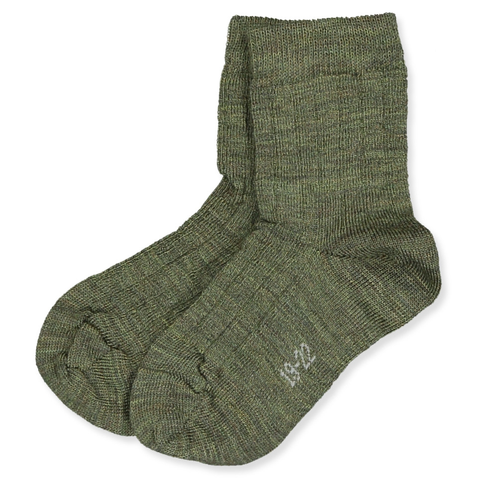 Moss melange uld strømper