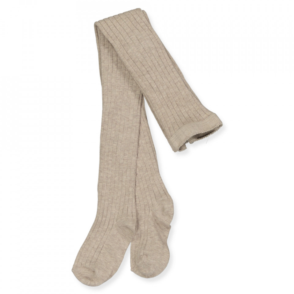 Light brown melange rib strømpebukser