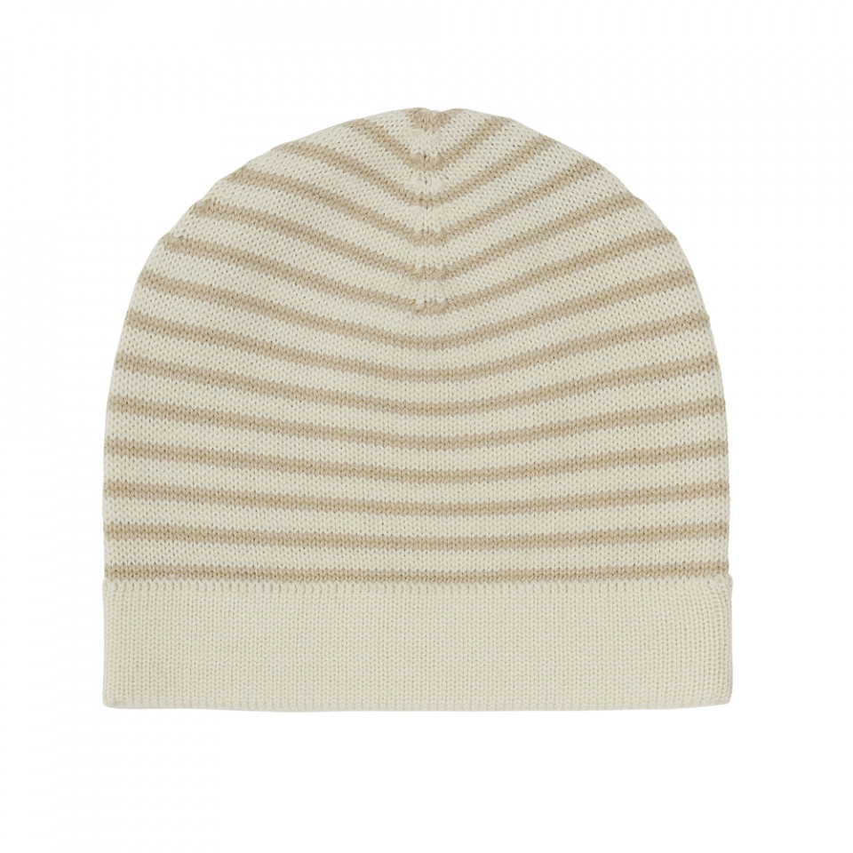 Stribet merino uld hue