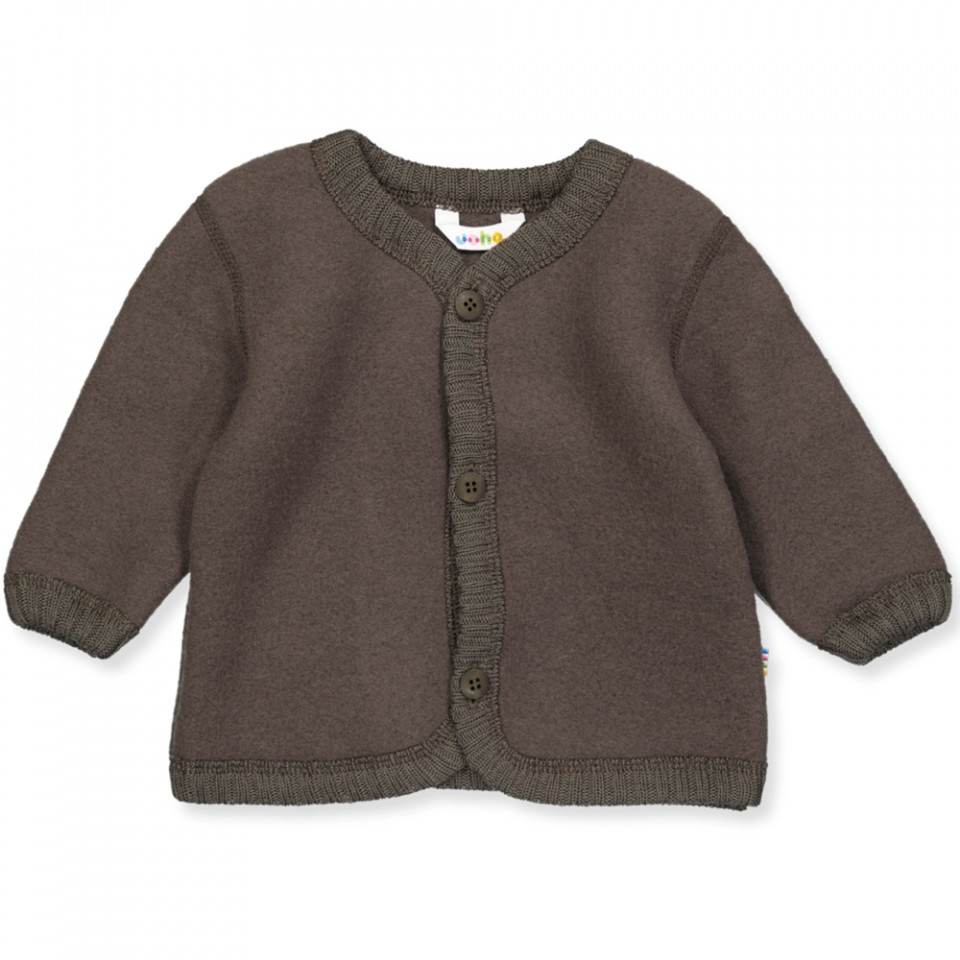 Mørkebrun merino uld fleece cardigan