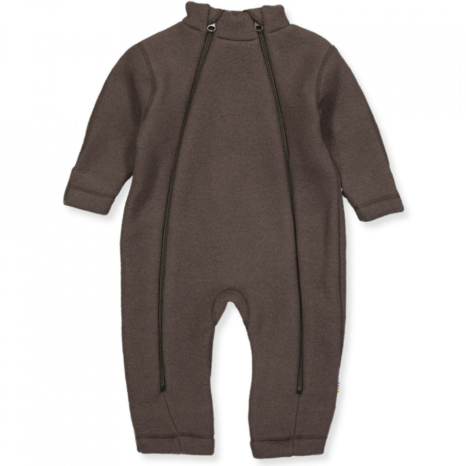 Mørkebrun merino uld fleecedragt