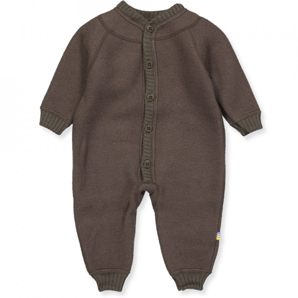 Mørkebrun merino uld fleecedragt