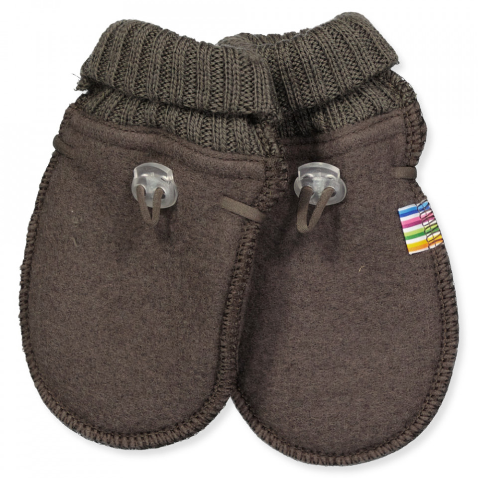 Mørkebrun merino uld fleece vanter