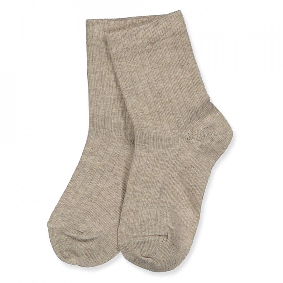 Light brown melange rib strømper