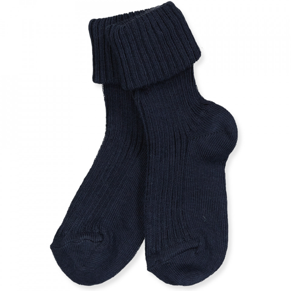 Navy rib babystrømper