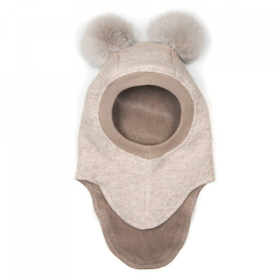 Uldfleece elefanthue m/ alpaca pompom