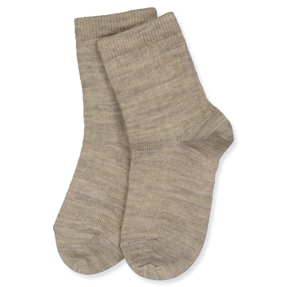 Light brown melange uldstrømper