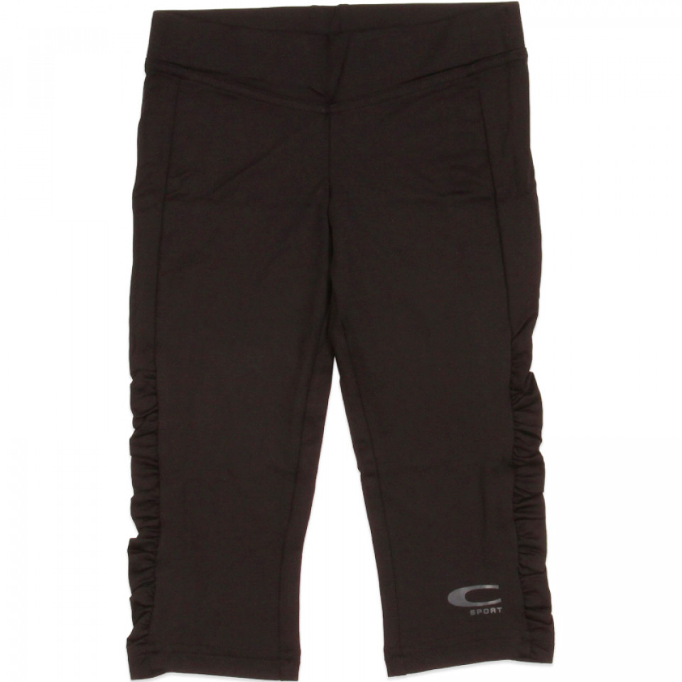 Sorte capri leggings med rynk