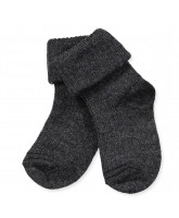 Dark grey melange uld babystrømper