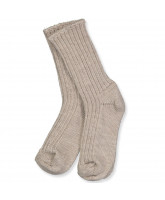 Beige melange uld strømper