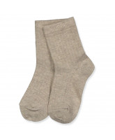 Light brown melange rib strømper