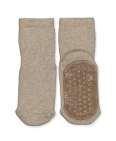 Light brown melange non-slip strømper