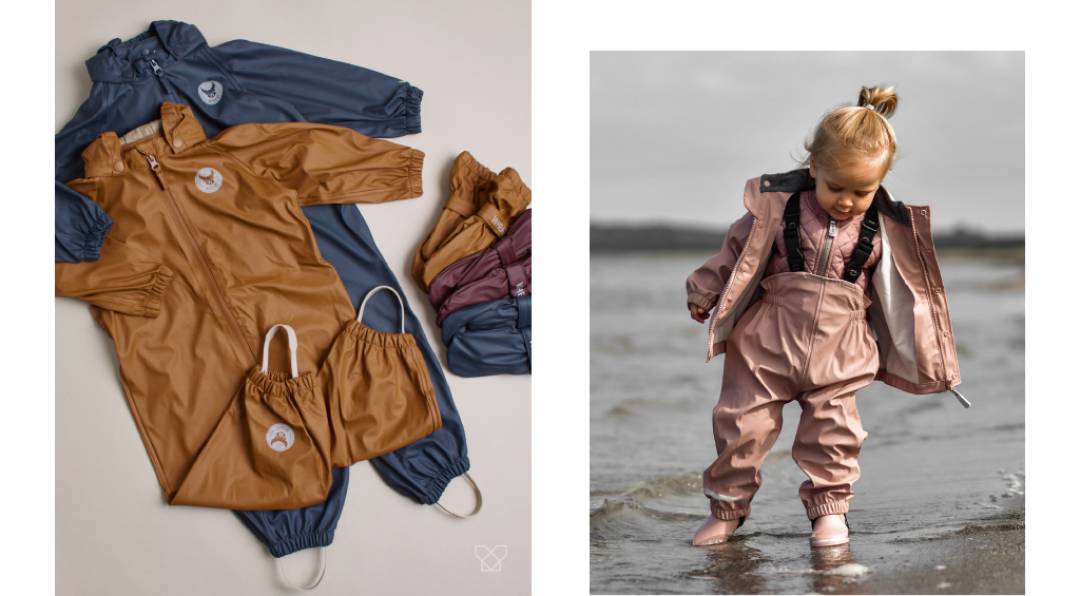 Heldragter og pige i todelt s&aelig;t